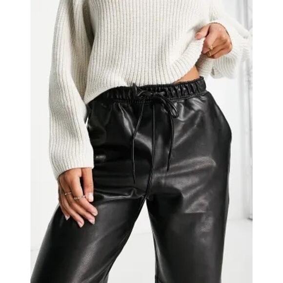 Abercrombie & Fitch Vegan Leather Jogger Pants Size Small High Rise Stretch - Picture 8 of 13